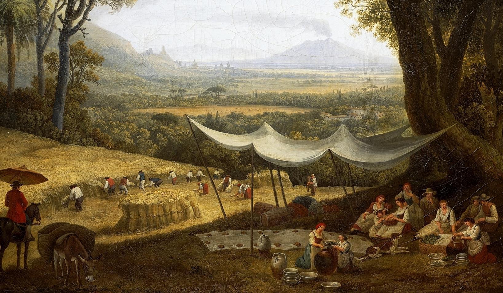 Jacob Philipp HACKERT 1737-1807 Verano - Cosecha en la llanura de Caserta – 1784